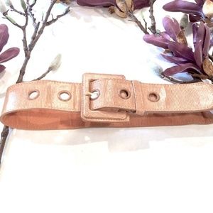 Tan leather embossed fashion belt, size small/medium